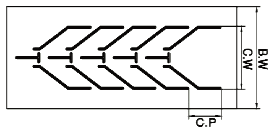 Technical plan drawing of the S25P750 cleat pattern with dimension callouts