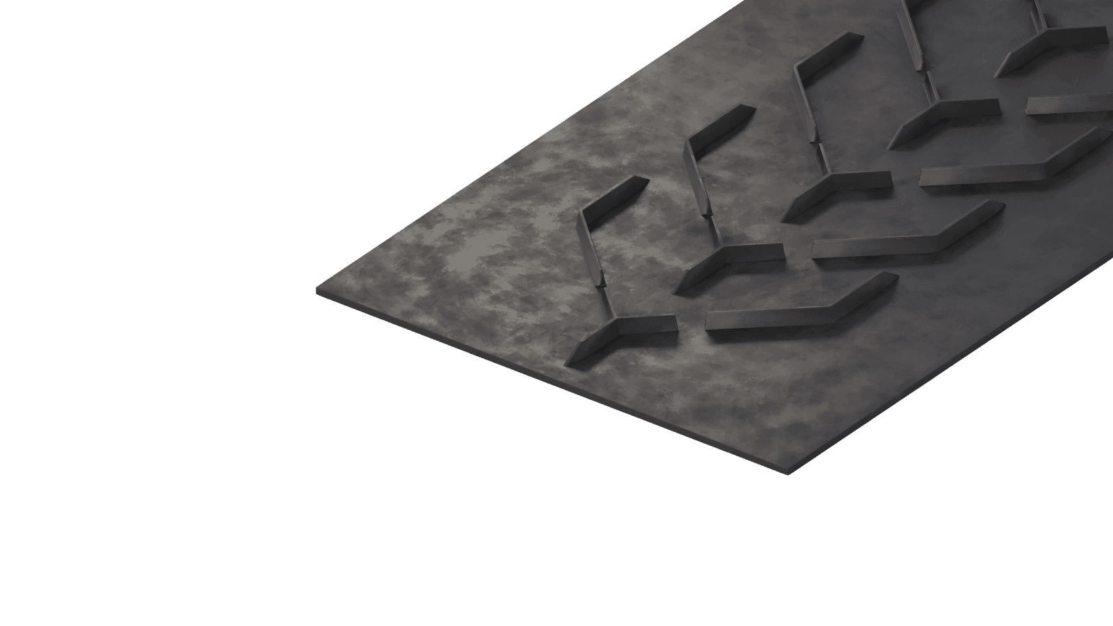 3D render of the Y-profile cleat pattern (Y32P600 shown, representative of the range)